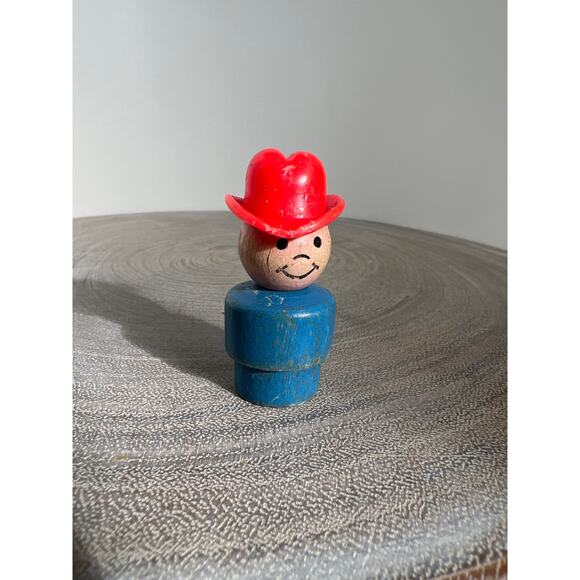 Vintage Fisher-Price Little People Yellow Tractor w/ Wagon and Farmer - Picture 6 of 8